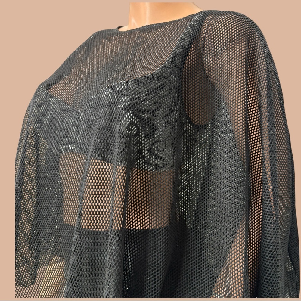90s Whimsigoth Dark Fairy Black Mesh Fishnet Cape Sheer Y2K Goth Layer One Size - Picture 9 of 10